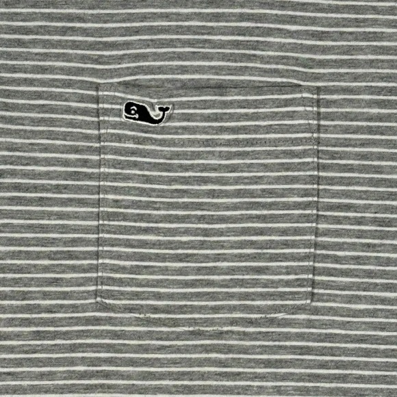 Vineyard‎ Vines Classic Fit Men's Gray White Stripe Polo Shirt Size Large Golf - Picture 4 of 10